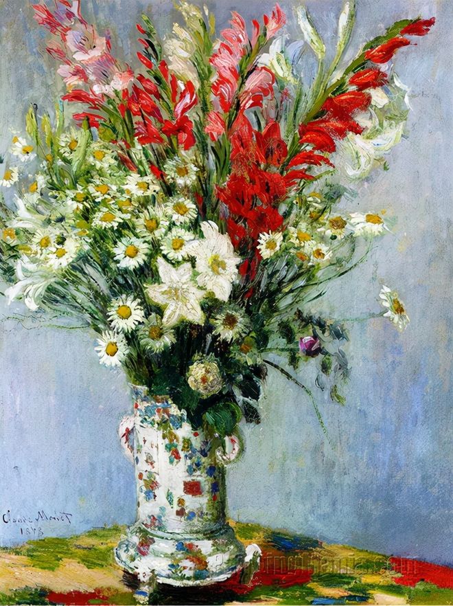 印象派大师莫奈的花卉静物油画作品