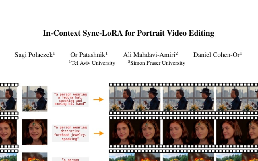 Tel Aviv大学团队破解视频编辑难题：让人像视频编辑既精准又自然