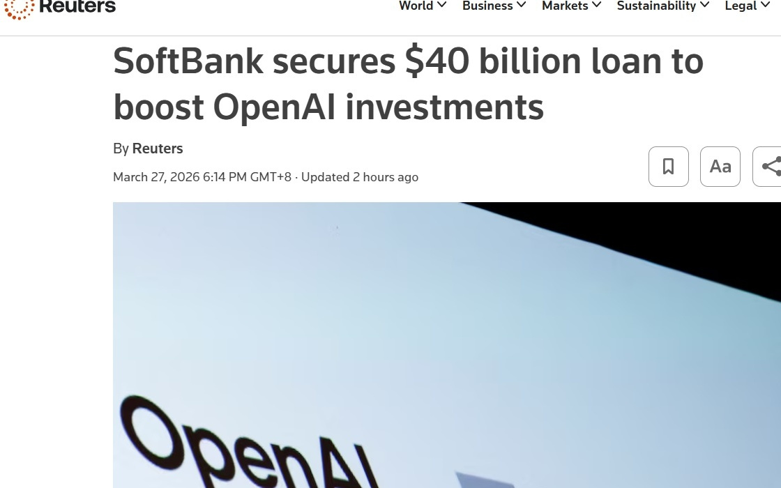 软银拿下400亿美元贷款,加码OpenAI投资