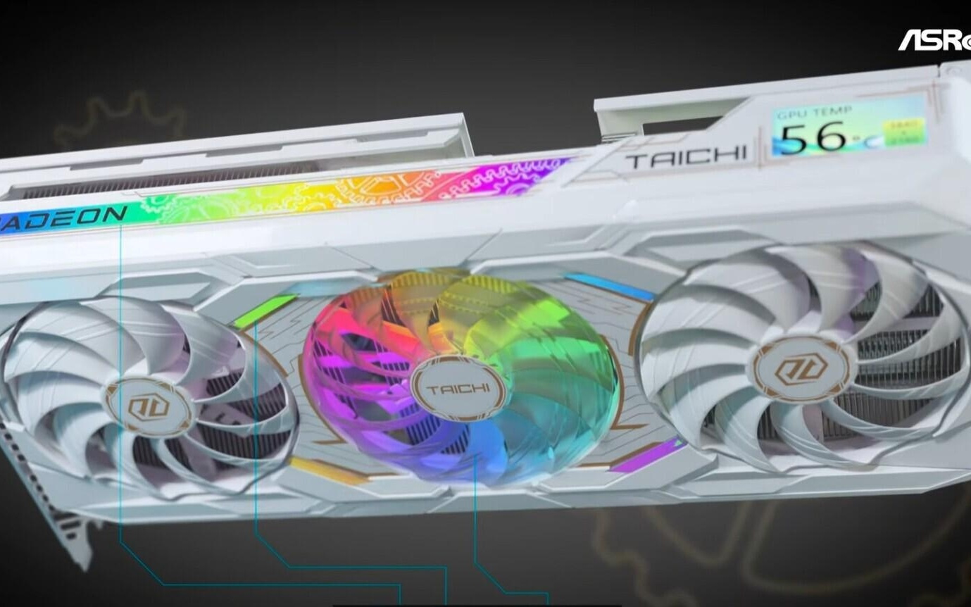 華擎推出RX 9070 XT Taichi白色顯卡，自帶2英寸LCD小屏