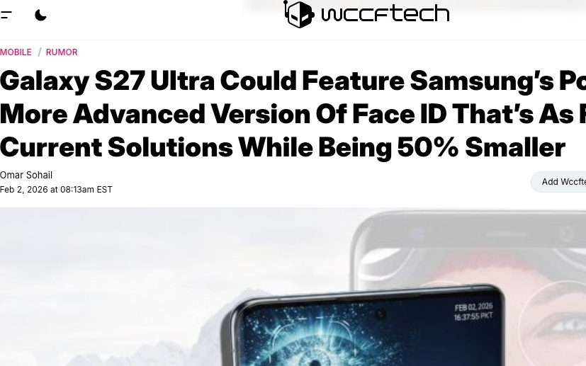 爆料称三星Galaxy S27 Ultra或首发Polar ID技术