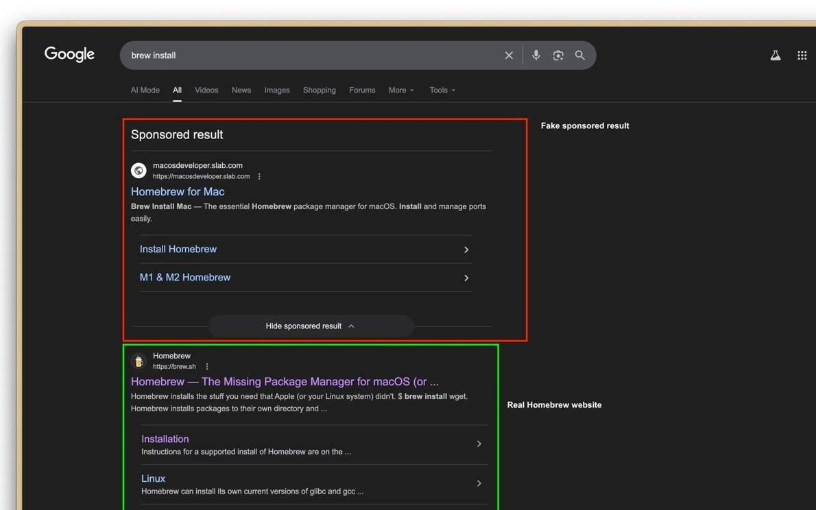 苹果Mac用户注意!假冒Homebrew暗藏恶意代码