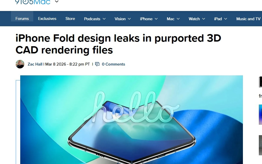 苹果折叠屏iPhone Fold再曝光！3D渲染图泄露背部设计