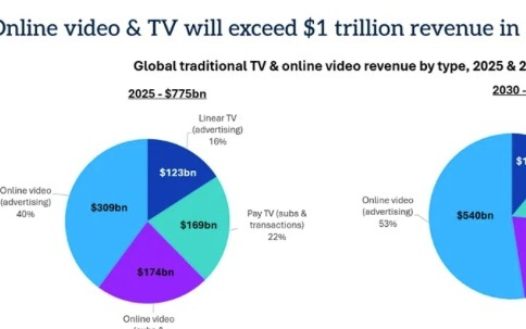 机构：受社交视频广告推动，2030年全球在线视频和电视收入将超1万亿美元