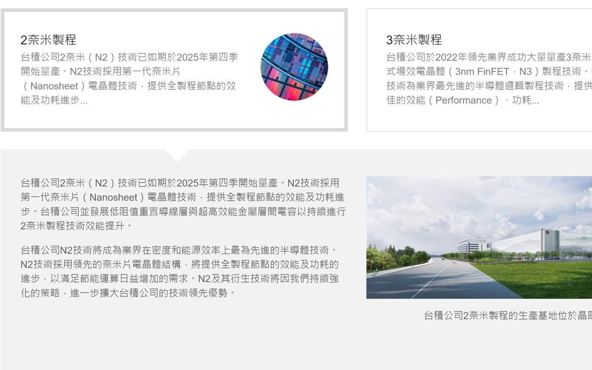 台积电2纳米(N2)技术已如期于2025年第四季开始量产