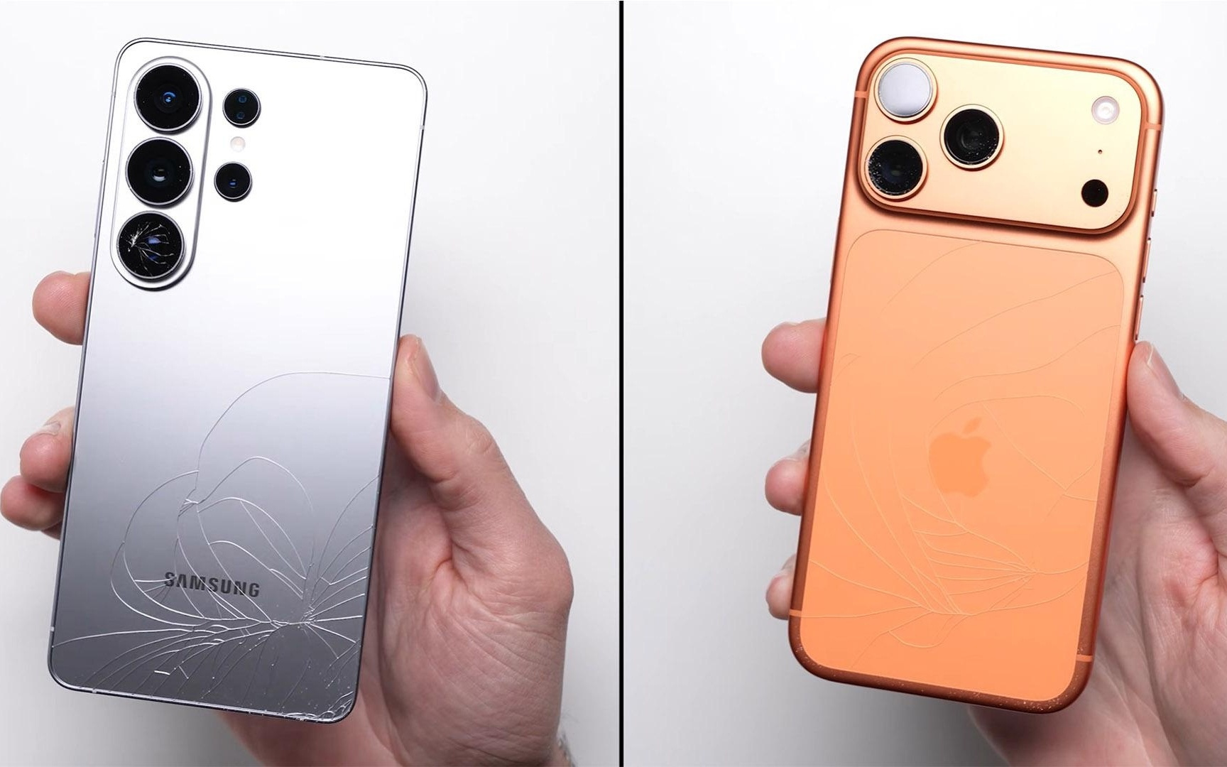 苹果iPhone 17 Pro Max和三星Galaxy S26 Ultra手机耐摔对比