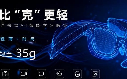 仅35g，双目全彩：纳米盒AI智能学习眼镜轻盈来袭，12月敬请期待！