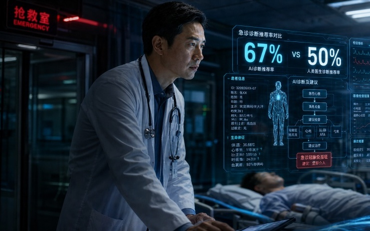 哈佛Science重磅：AI急诊诊断准确率67%，超越资深主治！取代医生尚早