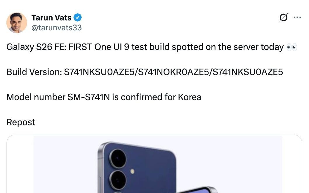三星Galaxy S26 FE手机系统固件现身,有望9月登场