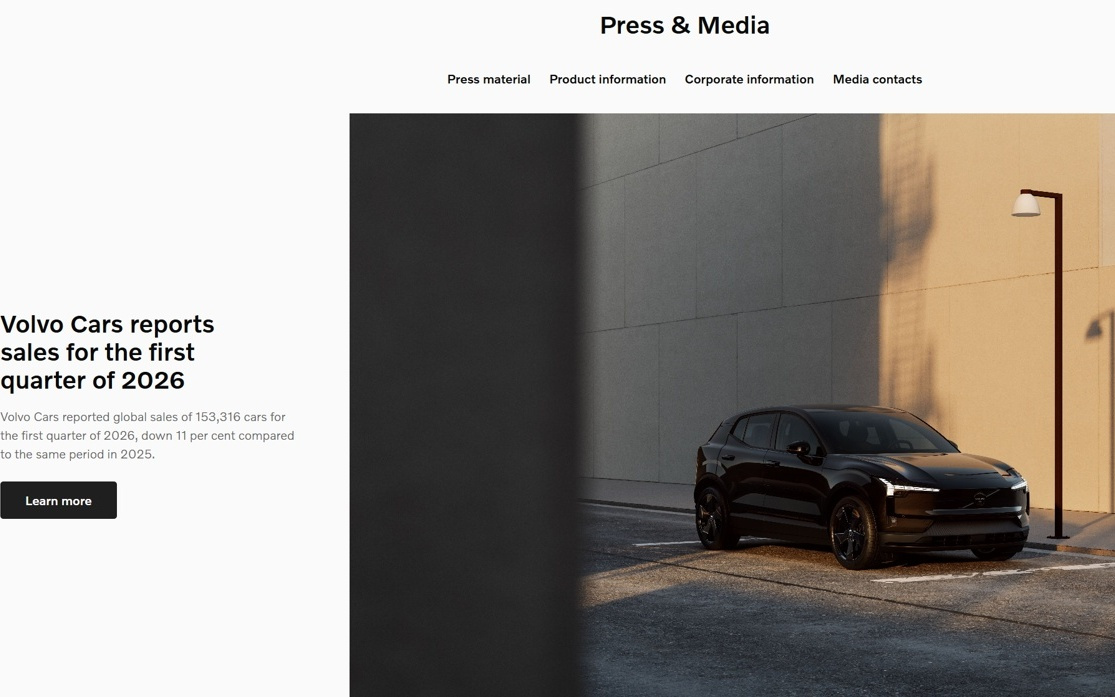 沃尔沃汽车第一季度大中华区销量28330辆，同比下降17%