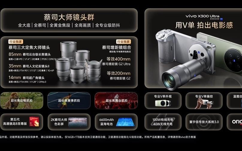 重塑移动影像新高度,vivo X300 Ultra及vivo X300s正式发布