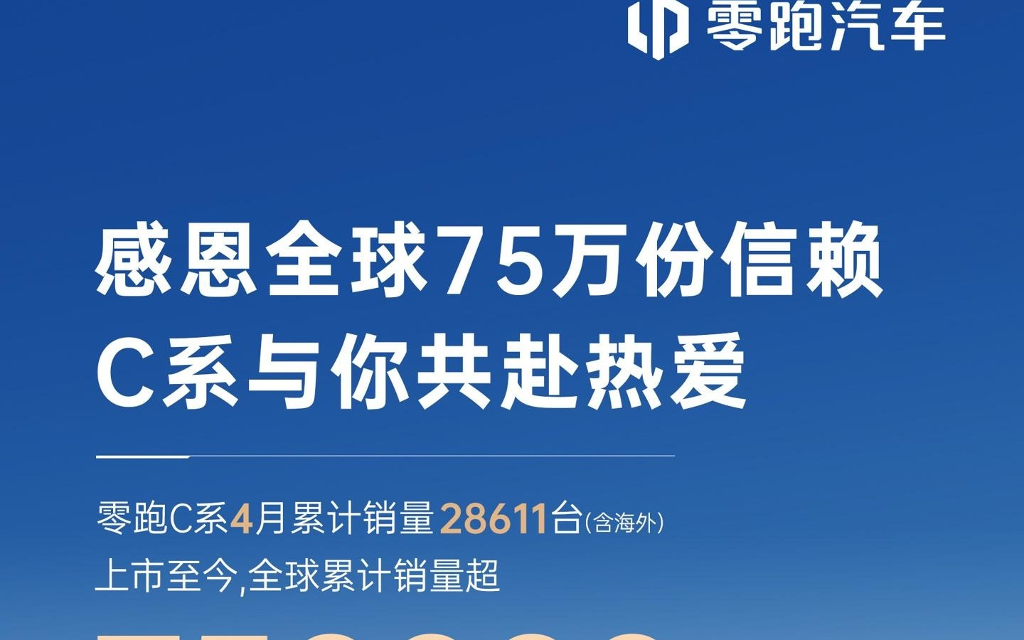 零跑C系全球累计销量突破75万台，成品牌主力车型