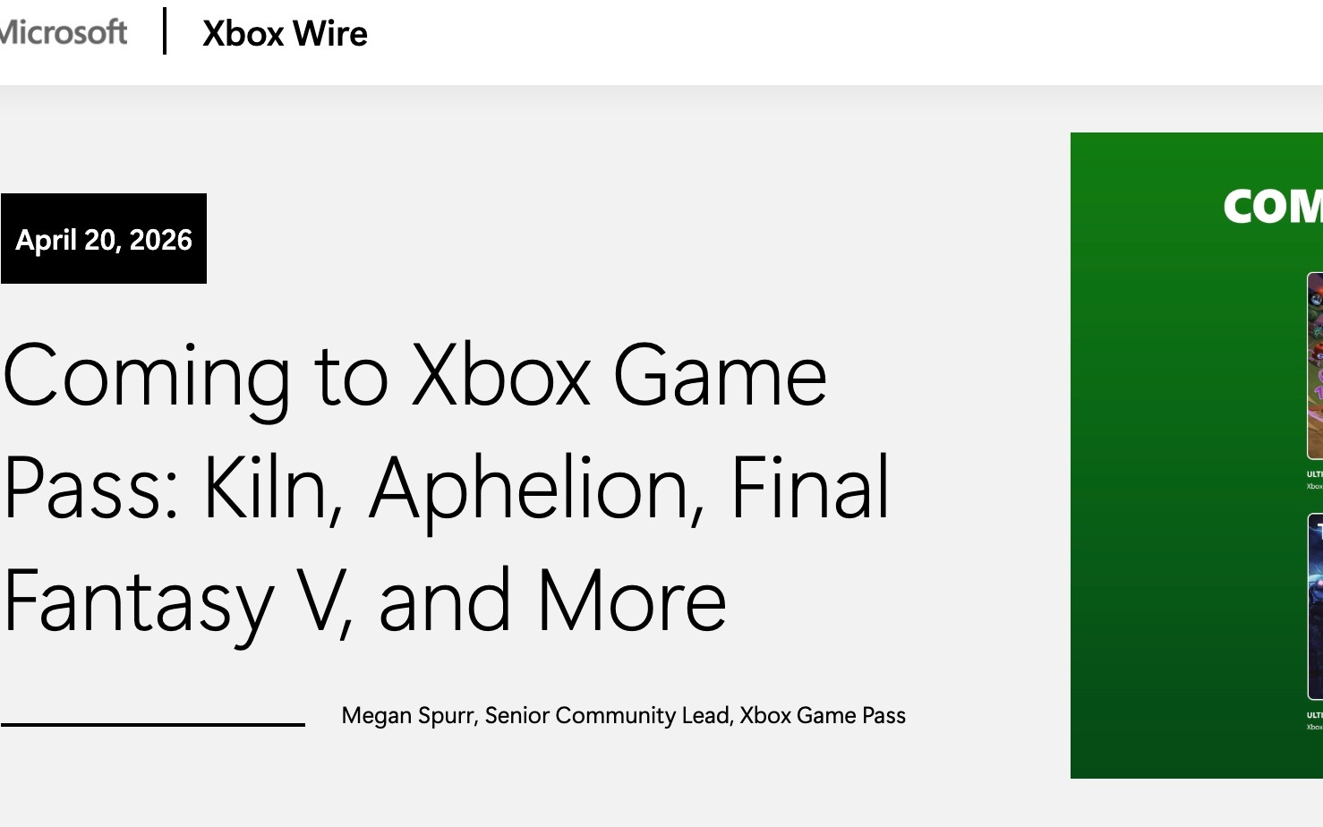 微软公布第二波 Game Pass 游戏更新