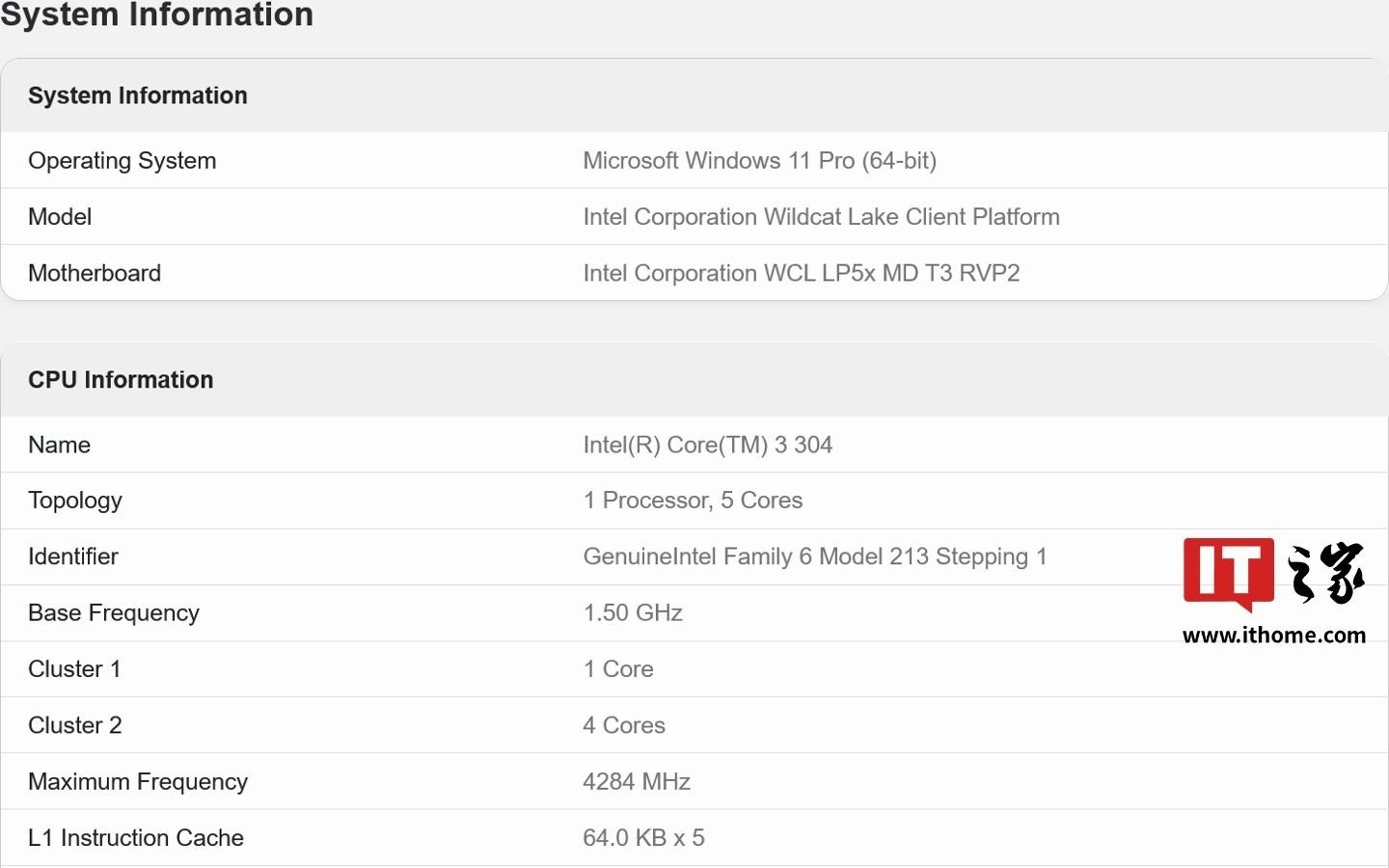 1+4核，英特尔酷睿3 304处理器现身基准测试