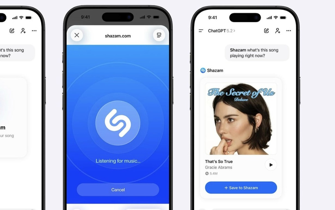 OpenAI与Shazam合作，为ChatGPT客户端添加音乐识别功能