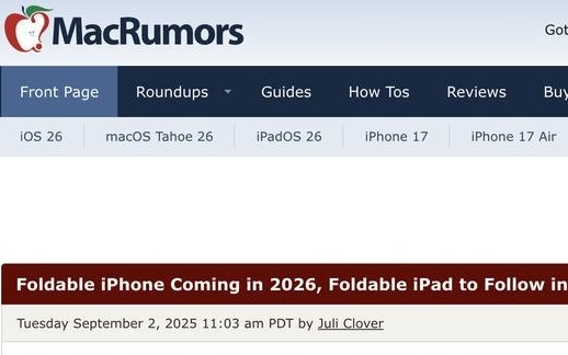 外媒：可折叠 iPhone将于2026年上市，可折叠iPad将于2028年上市