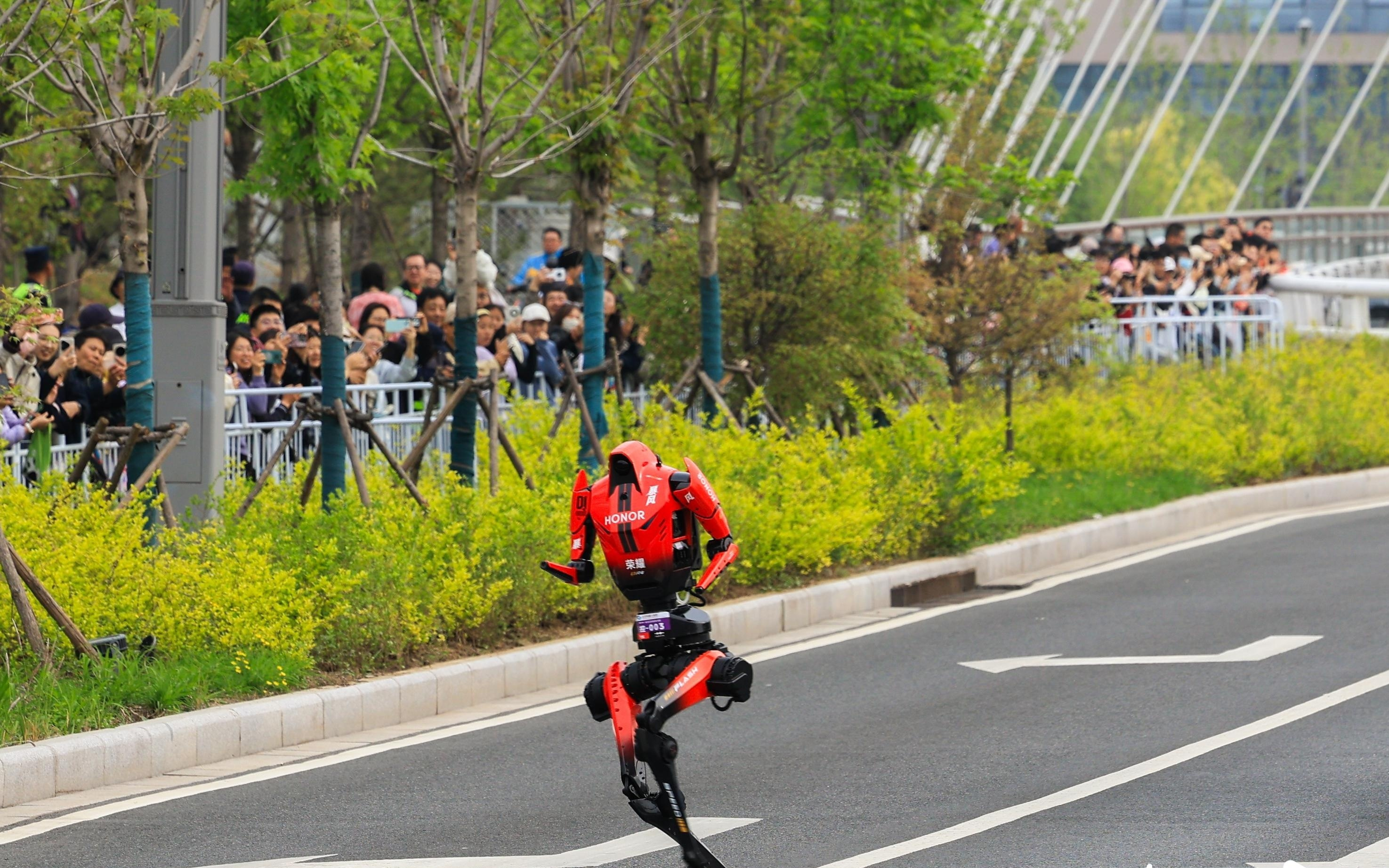 50分26秒破人类纪录！深圳机器人“闪电”在北京半马夺冠