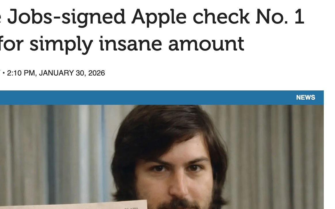 “苹果1号支票”拍出天价，创公开拍卖支票最高纪录