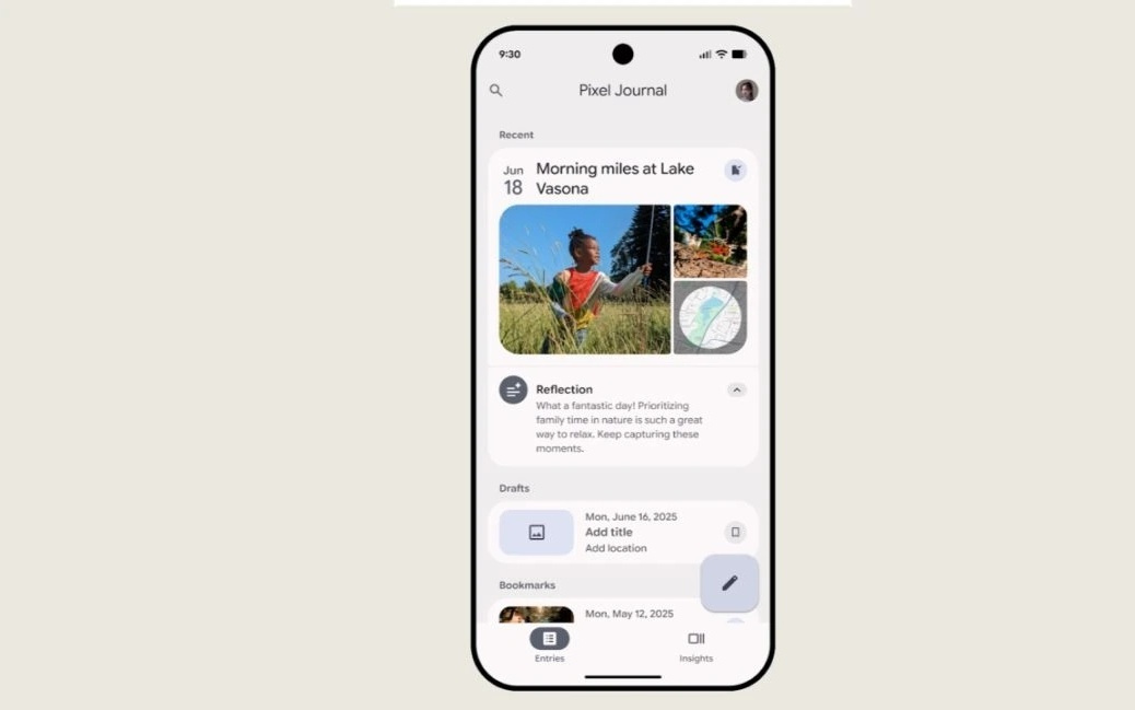心事放心写：谷歌推 Pixel Journal 日记 App，AI 写作提示