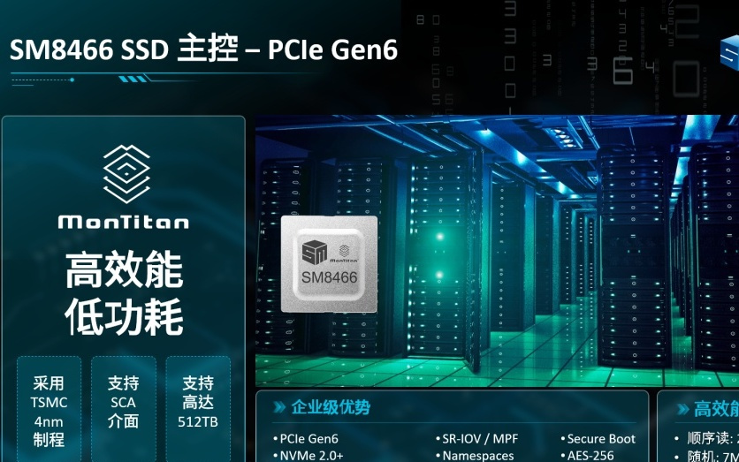 慧荣首次曝光 PCIe 6.0 企业级 SSD 主控 SM8466，顺序读 28GB/s