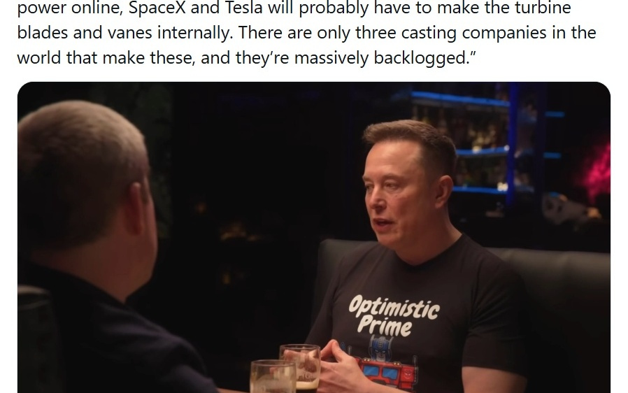 马斯克SpaceX突破AI供电瓶颈,自产涡轮叶片提前18个月投运