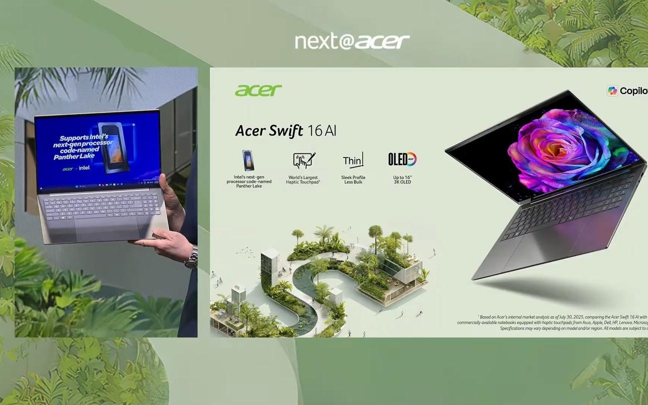 采英特尔 "Panther Lake" 处理器，宏碁秀 Swift 16 AI 笔记本