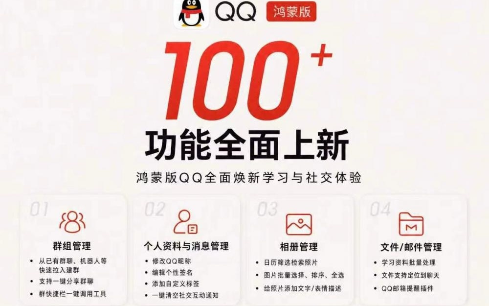 鸿蒙版QQ迎百项功能更新,群组管理、资料编辑、相册文件、频道空间全面升级