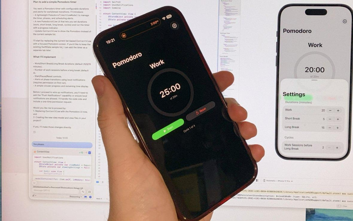 初探苹果Xcode 26.3:一句人话,2分钟AI为你手搓番茄钟App