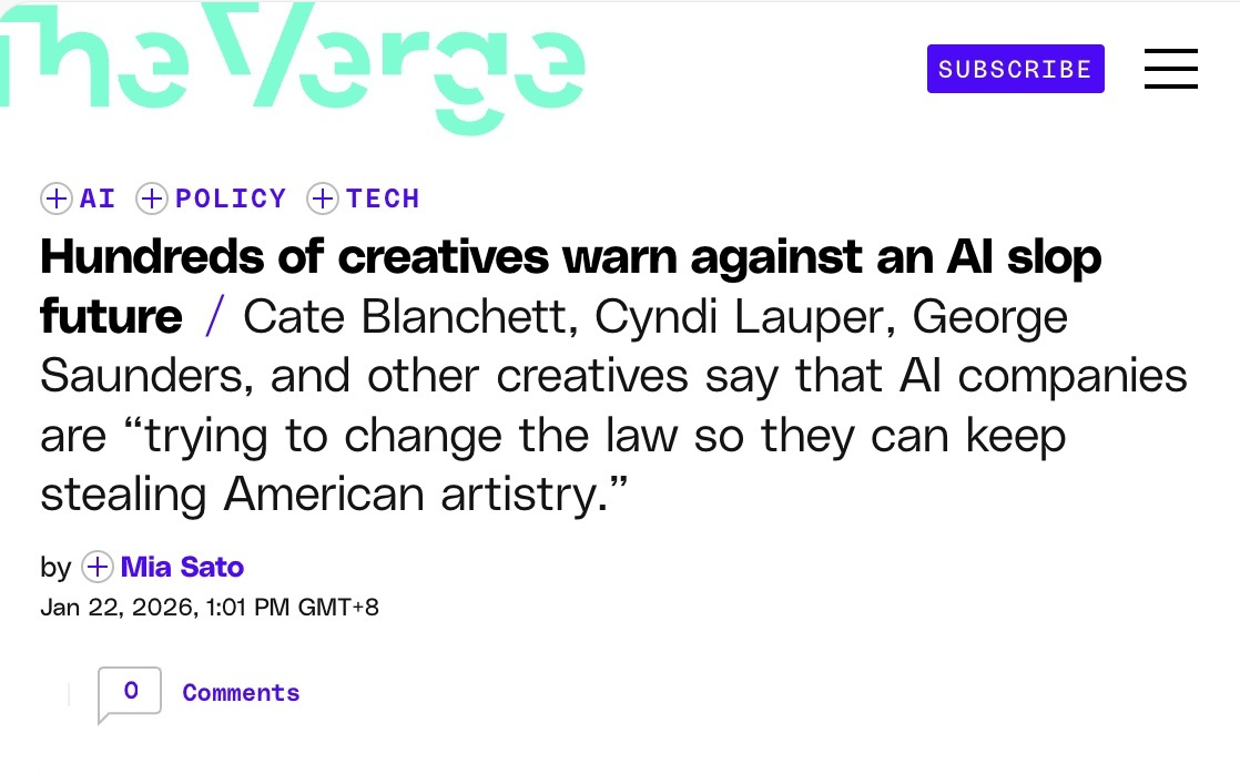 美国近800名创意人士联名呼吁：我们不要充斥“AI垃圾”的未来