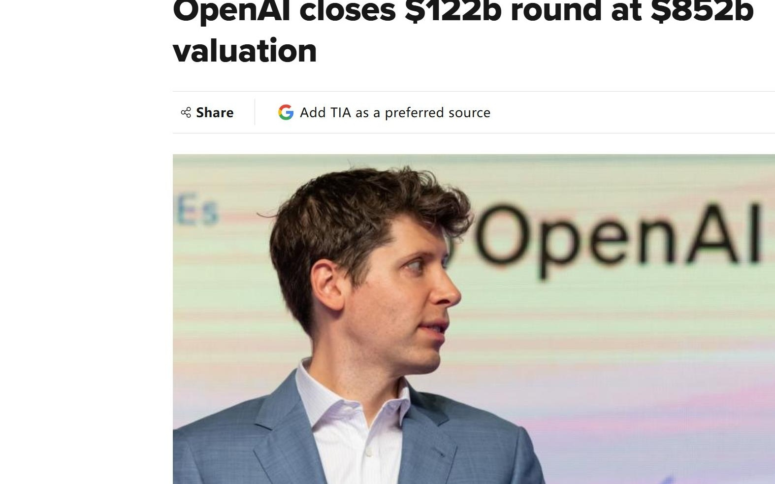 OpenAI创纪录融资1220亿美元，科技巨头集体押注