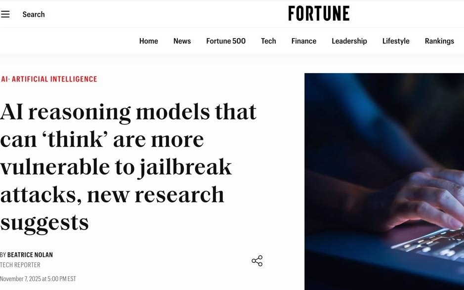 牛津、斯坦福大学新研究：能思考的 AI 推理模型更易受到越狱攻击