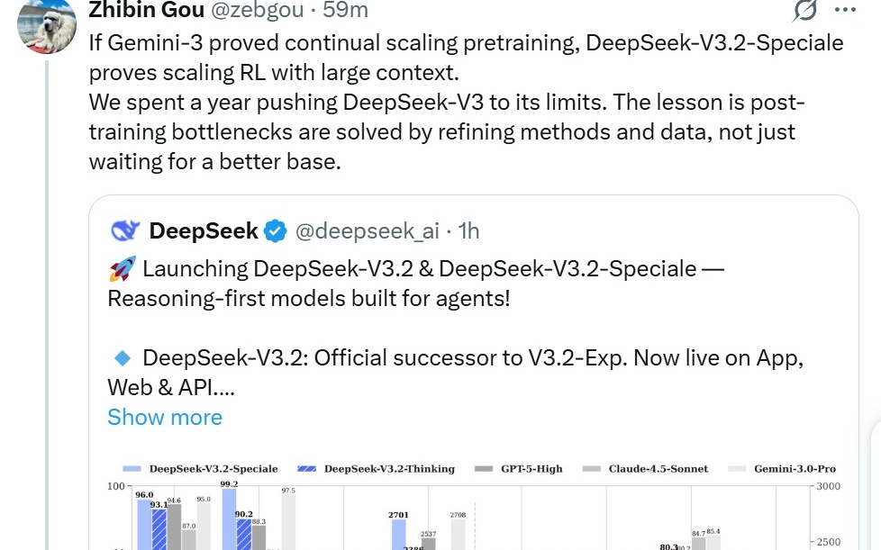 开源最强！“拳打GPT 5”，“脚踢Gemini-3.0”，DeepSeek V3.2为何提升这么多？