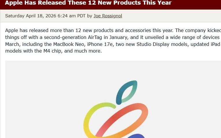 苹果2026已推出12款新产品，M5芯片、Wi-Fi 7成标配