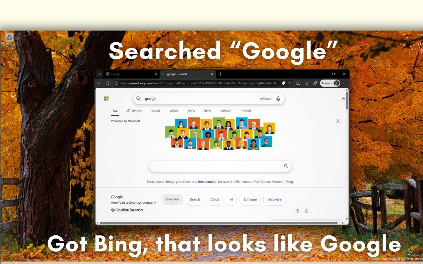 外媒称微软Edge浏览器内Bing模拟Google首页争夺用户