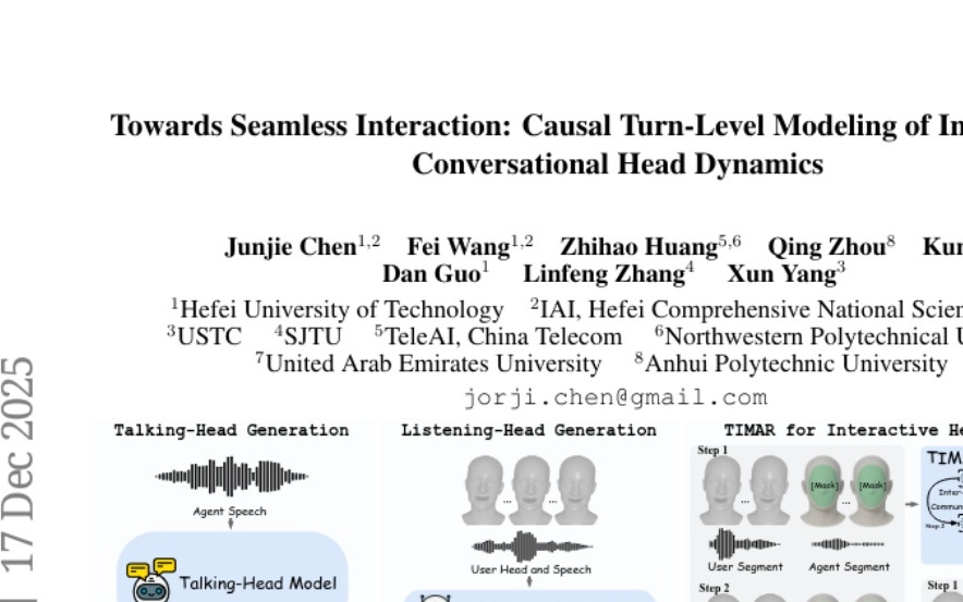 合肥工業大學團隊首創TIMAR：3D虛擬人實現真實對話交互