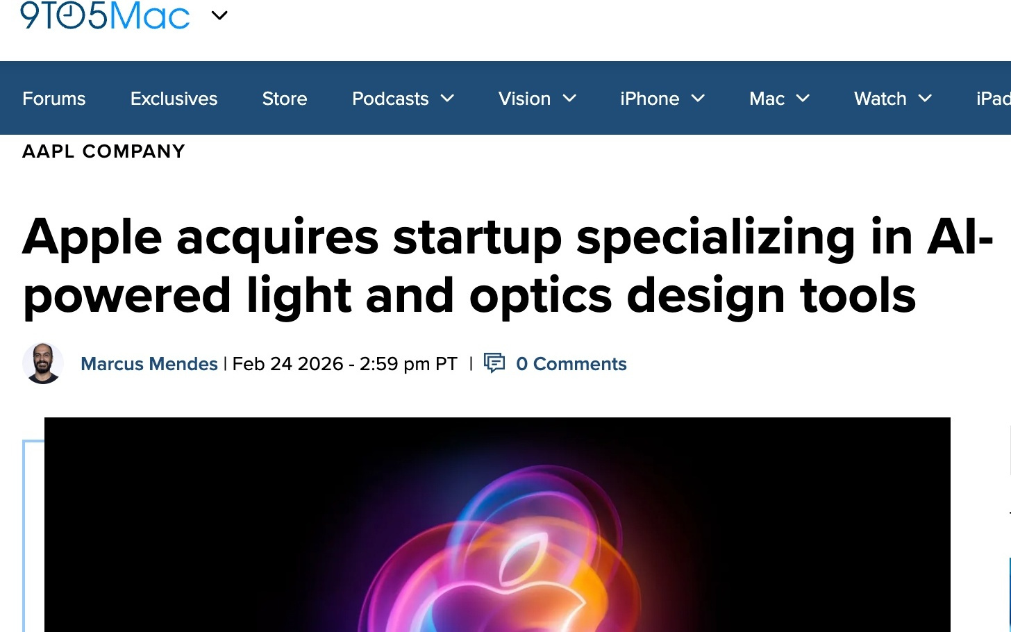 苹果低调收购光学AI初创公司invrs.io，强化光学技术布局