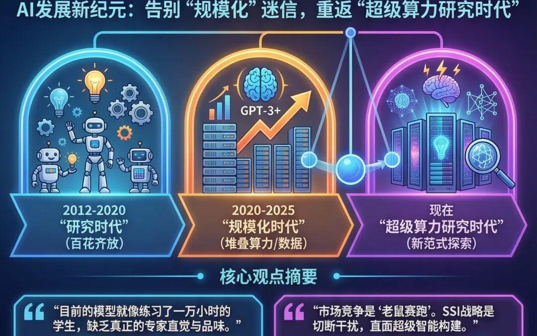 Ilya Sutskever 重磅3万字访谈：AI告别规模化时代，回归“研究时代”的本质 | 全文+重点附视频