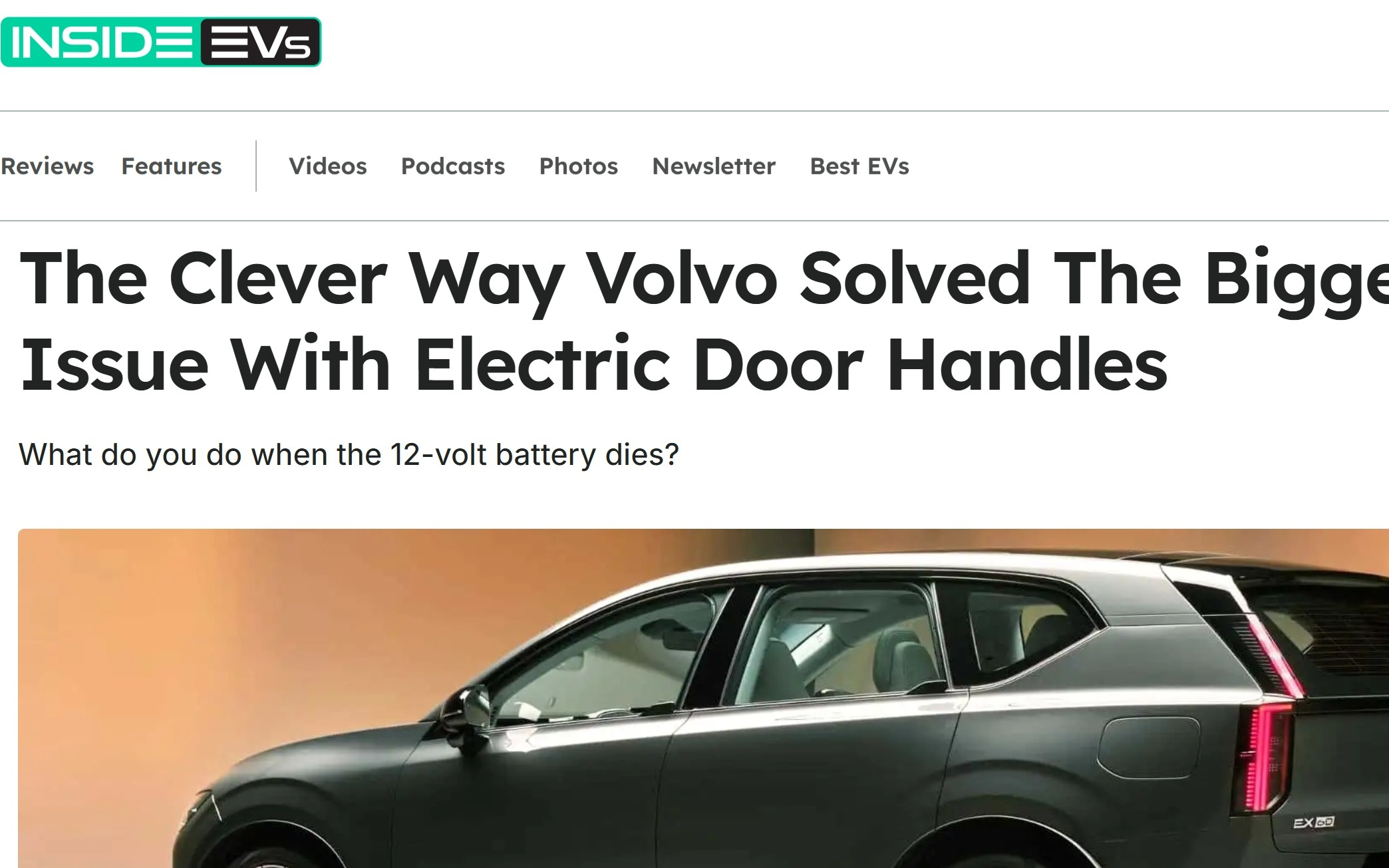 沃尔沃 CTO 详解 EX60 电子门把手：双冗余 + 机械应急