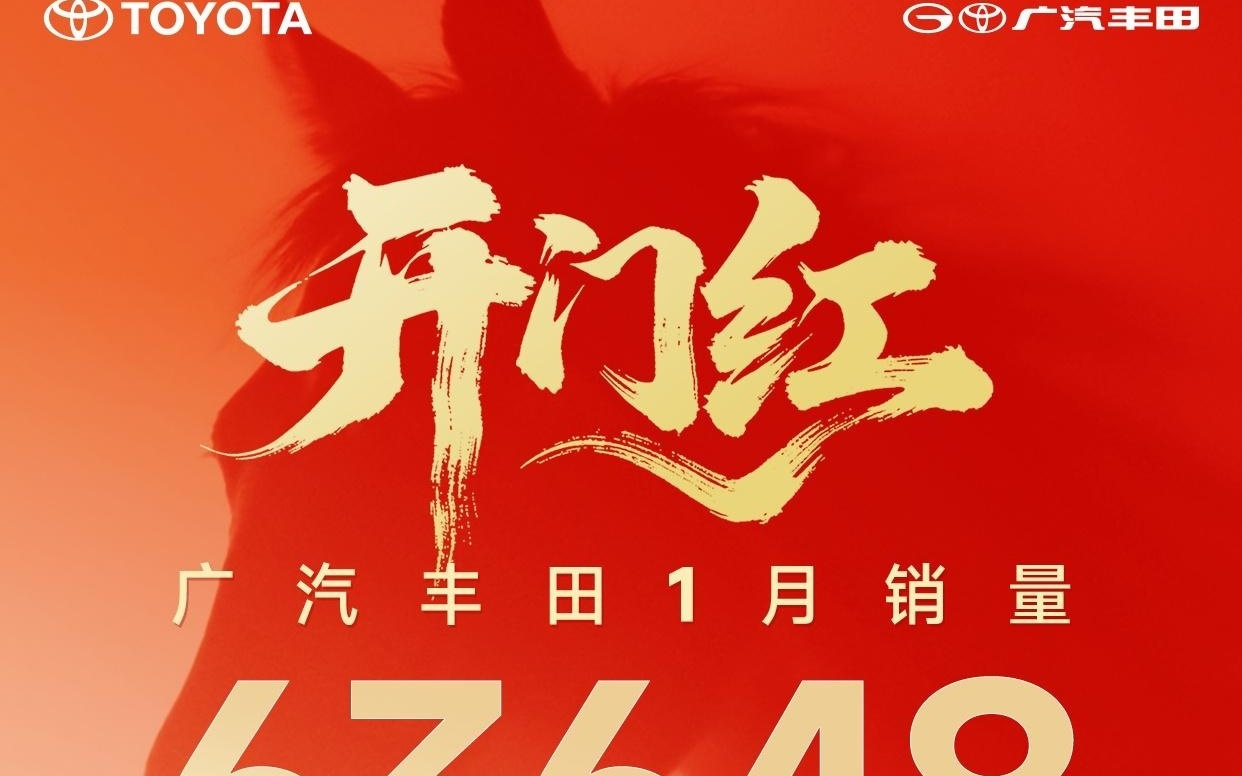 广汽丰田2026年1月销量63648台