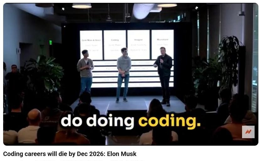 马斯克预测：2026年底AI将直接生成二进制文件，编码职业或将消失