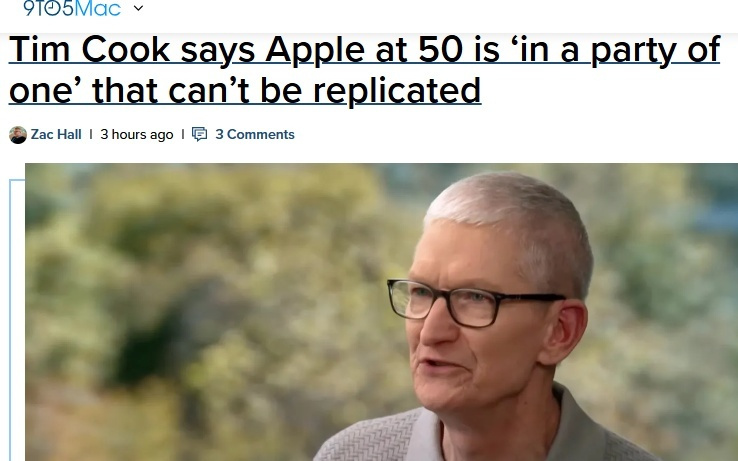 坚守乔布斯DNA！库克谈苹果50周年：无人能复制