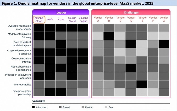 MaaS市场权威报告：阿里云获5项最高评级，为中国第一