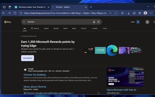 微软又有新套路！用必应搜索Chrome：真金白银诱惑用户下载Edge