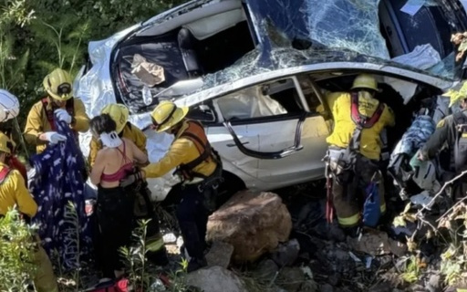 特斯拉Model 3从91米高悬崖坠落 车上2人被直升机送医后均无生命危险