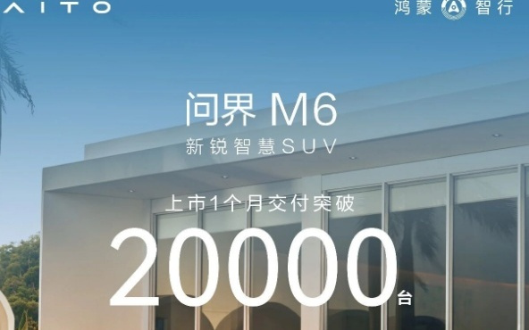鸿蒙智行问界M6交付突破2万台,售价25.98万起