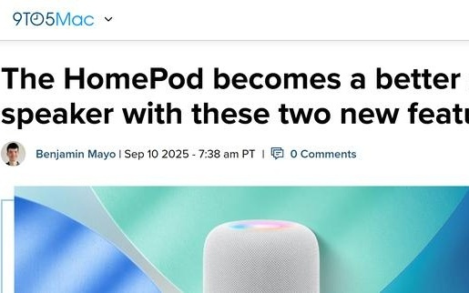 苹果推送HomePod 26，新增音频淡入淡出与多房间控制功能