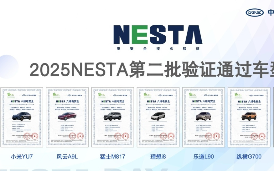问界 M7 增程版、理想 i8、小米 YU7 通过 NESTA 六维电安全验证