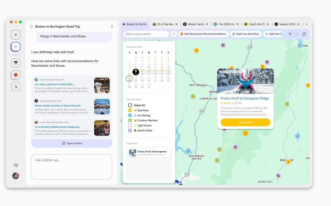 谷歌Gemini 3实战浏览器：AI整理标签页，生成交互式Web应用