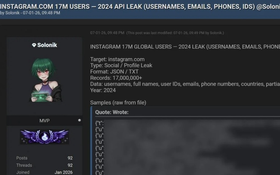 Meta回应1750万Instagram账号数据泄露传闻：系统未被入侵