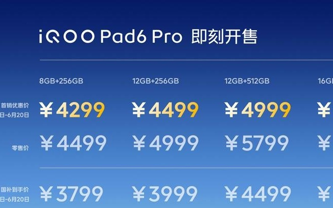 iQOO Pad6 Pro平板发布：搭载第五代骁龙8至尊版与4K电竞屏